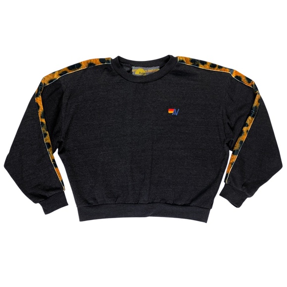 Aviator Nation Cheetah Stripe Crewneck Sweatshirt Size Small - Picture 4 of 9